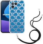 Cazy Hoesje met koord Zwart geschikt voor Fairphone 5 Whales