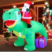 Opblaasbare Kerstman - Dinosaurusmotief - Geïntegreerde Leds - Opblaasbaar - voor Kerstmis - Feest - Binnen - Buiten - Binnenplaats - Tuin - Gazon - Winterdecoratie