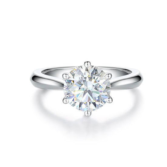 Ella - Bague de fiançailles de fiançailles solitaire moissanite en or blanc 18 carats - 1,5 carat