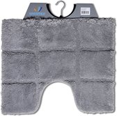 Wicotex - Toiletmat ruit Grijs - Antislip onderkant - WC mat met uitsparing - Afmeting 50x60cm