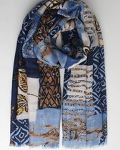 Noa scarf- Accessories Junkie Amsterdam- Dames sjaal- Katoenen sjaal- Bloemenprint- Cosy chic- Blauw