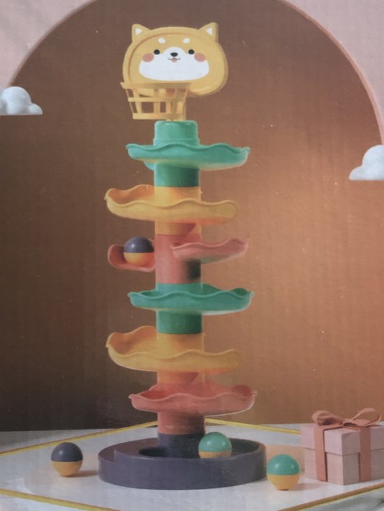 Ballenbaan Spiral Tower gekleurde knikkertoren spiraalbaan knikkerbaan 47cm
