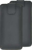Samsung Galaxy Xcover 5 Hoesje - Insteek Cover Echt Leer Geribbeld Zwart