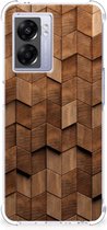 Stevig Telefoonhoesje geschikt voor OPPO A77 5G | A57 5G Wooden Cubes