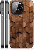 Houten Print Telefoonhoesje geschikt voor iPhone 14 Pro Wooden Cubes