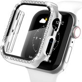 MNCdigi iWatch screenprotector case met diamantjes - Zilver - Geschikt voor 44mm Apple Watch 4 5 6 SE