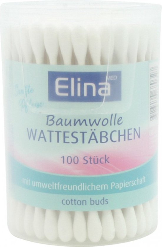 Elina Cotton Swabs 100 morceaux de papier dans une boîte rotative