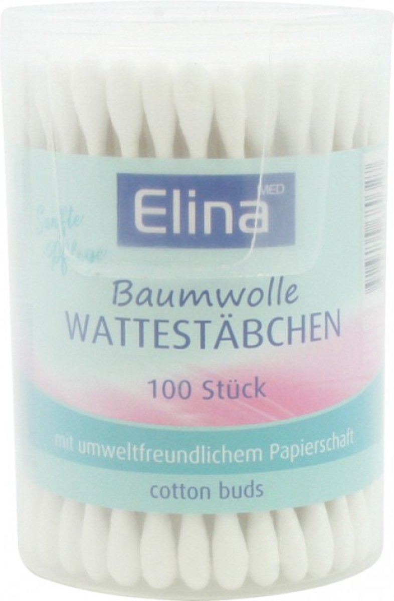 Goedkoopste Elina Wattenstaafjes 100 stuks papier in een draaiblik
