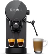 Klarstein Espresso Filter met Melkopschuimer - 0 -9L Retro Mini Espresso Maker met Zeef - 1360 Watt Koffiezetapparaat Klein - Koffiezetapparaat voor Cappuccino - Latte & Macchiato - Zwart