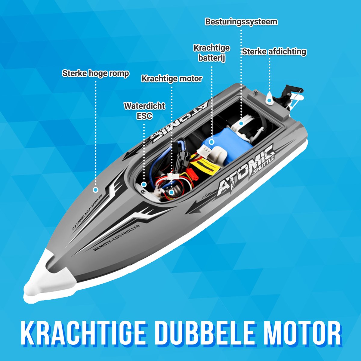 SpeedBoot 20 km/u hoge snelheid RC waterdichte boot met ledlicht 2.4 GHz raceboten SpeedBoot 20 km/u hoge snelheid RC waterdichte boot met ledlicht 2.4 GHz raceboten