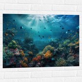 Muursticker - Oceaan - Zee - Dieren - Vissen - Koraal - Kleuren - 80x60 cm Foto op Muursticker