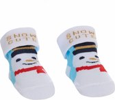 Festive Socks Sokjes Kerst "Snow Cute" Sneeuwpop Unisex 0-6 Maanden In Organza Gift Bag / Geschenkverpakking B988