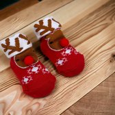 Soft Touch Sokjes Kerst Rendier Gewei Unisex 0-6 Maanden In Organza Gift Bag / Geschenkverpakking B988