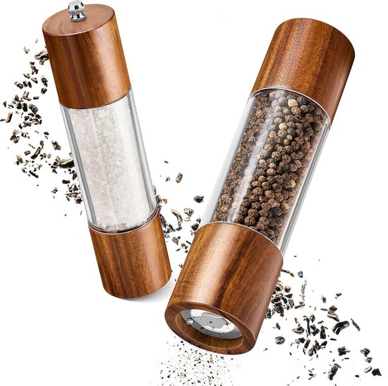 Haomacro Zout- en pepermolenset van hout, 25,5 cm, set van 2 zout- en