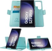 Geschikt voor Samsung Galaxy S23 Ultra Book Case Hoesje - Uitneembaar Hoesje - Magnetische Sluiting - Portemonnee Baby Blauw