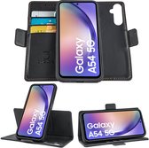 Geschikt voor Samsung Galaxy A54 Book Case Hoesje - Uitneembaar Hoesje - Magnetische Sluiting - Portemonnee Rustic Zwart