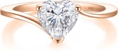 Amora - 14k Roségouden Hart Solitair Moissanite Ring - 0.5 karaat