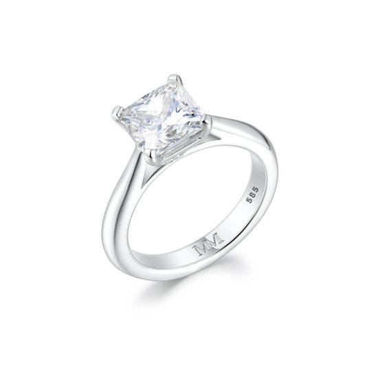 Iris - Ring Solitaire Princess Moissanite Platinum - 1,7 carat.