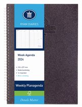 Ryam - Week agenda - 2024 - Grijs - Weekly Wire-O Wit NL Eco - Spiraal - A4 - 14 maanden
