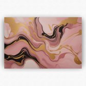 Art abstrait rose or noir 90x60 cm - Peinture sur toile - Décoration murale moderne - Accessoires de bureau - Peintures de salle de bain - Décoration de salon - Peintures abstraits sur toile