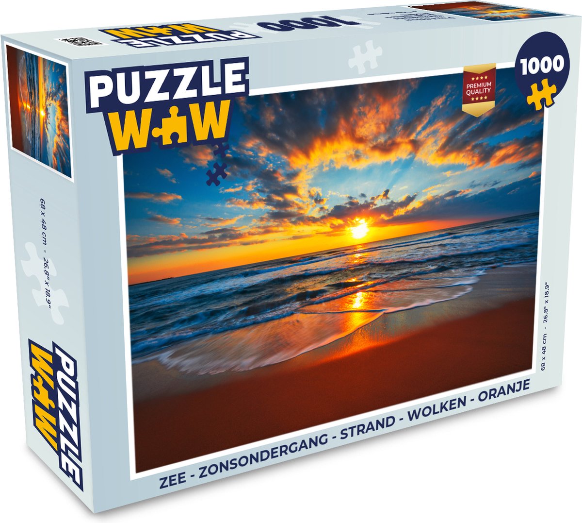 Puzzel Zee - Zonsondergang - Strand - Wolken - Oranje - Legpuzzel - Puzzel 1000 stukjes volwassenen