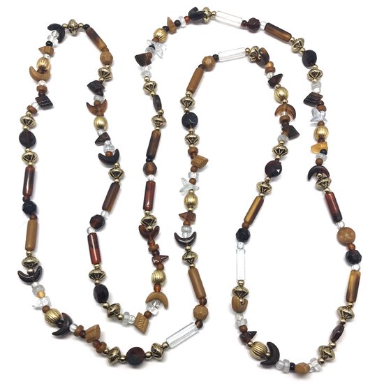 Behave Collier de Perles pour femmes - couleur marron - longue chaîne