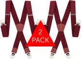 Bordeoux Rood bretels met vier stevige sterke brede stalen clips die niet losschieten 2 stuks