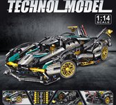 Compatibel met Legostenen/Supercar-bouwset, automodelbouwspeelgoed op schaal 1:14, racewagen /verjaardags- en vakantiecadeaus Zwart Goud Groen(1000+ stuks)