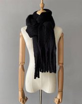 Sjaal zwart Fluffy met franjes / chunky fluffy scarfs / accessoires dames Sjaal / wintersport fluffy sjaal / fluffy scarf