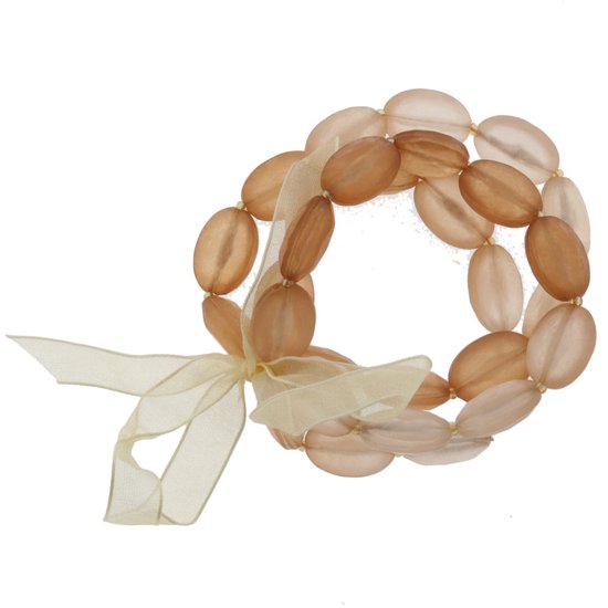 Bracelet Behave - marron - beige - élastique - bracelet de perles avec nœud - 16 cm