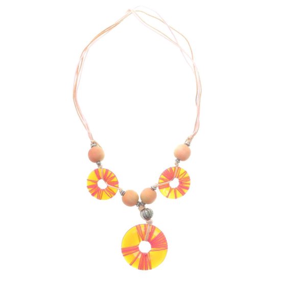 Behave Collier rose orange avec perles rondes 60 cm - réglable