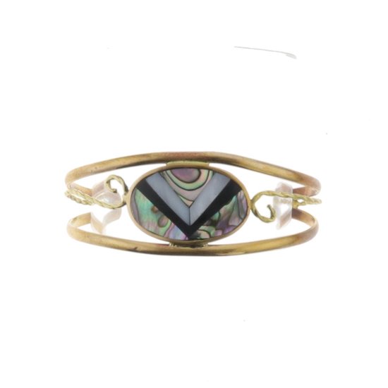 Bracelet Behave - couleur or - bracelet pince - coquillage - vintage - 15 cm