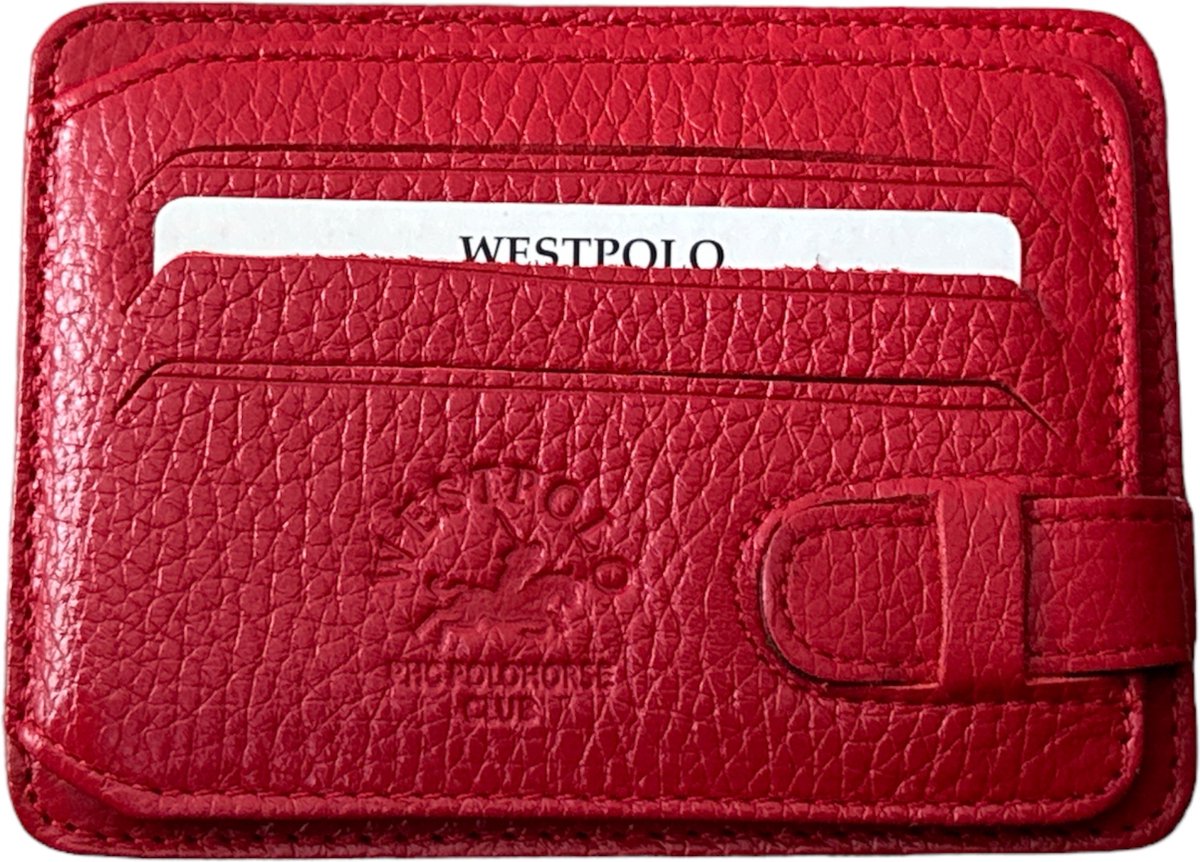 Westpolo Luxe Unisex Leren Pasjeshouder - Ruimte voor 7 Pasjes - Perfect Geschenk voor Verjaardagen, Vaderdag, Moederdag Valentijnsdag en Meer - Rood - 333 van Leerella