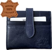Westpolo leren pasjeshouder unisex - geschikt voor 12 pasjes & briefgeld - creditcardhouder - blauw - met luxe cadeaubox - 9075C
