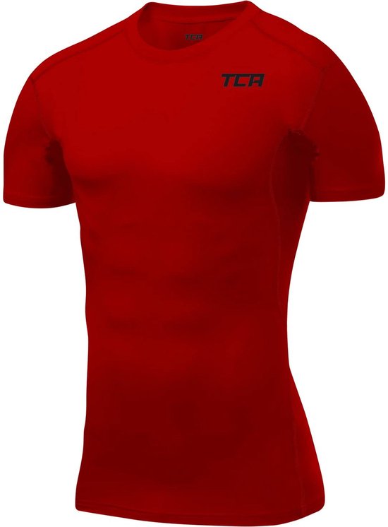 TCA Mannen HyperFusion Compressie Basislaag Top Korte Mouw Ondershirt - Rood, S