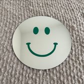 Donkergroene Smiley Spiegel - 38cm - Rond