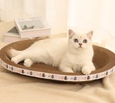 Katten krabplank en ligmand in 1 - Ovalen krabkarton - 47 x 32 x 8 cm - Kattenmand - Extra lang
