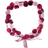 Behave Korte ketting roze paars elastisch met strik 30 cm