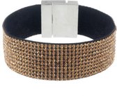 Bracelet Behave en imitation daim avec pierres marron et fermeture magnétique