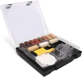 Laminate Parquet Flooring Repair Kit 17 Pieces – 11 Different Shades - Wax Repair Kit for Wood Surfaces of All Types - with Storage Box