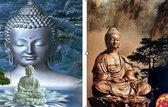Denza - 2 x Diamond painting winkel Buddha 1 x 20x30 cm en 1 x 30x40 cm volledige bedrukking ronde steentjes direct leverbaar. - boedha - budha