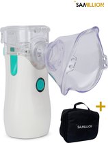 Dispositif aérosol Samillion - Inhalateur nébuliseur à ultrasons - Inhalateur - Inhalateur pour enfants - Vapeur facial - Appareil d'inhalation pour Enfants, Adultes et bébés - 2 modes - Incl. 4 embouts et Piles AA