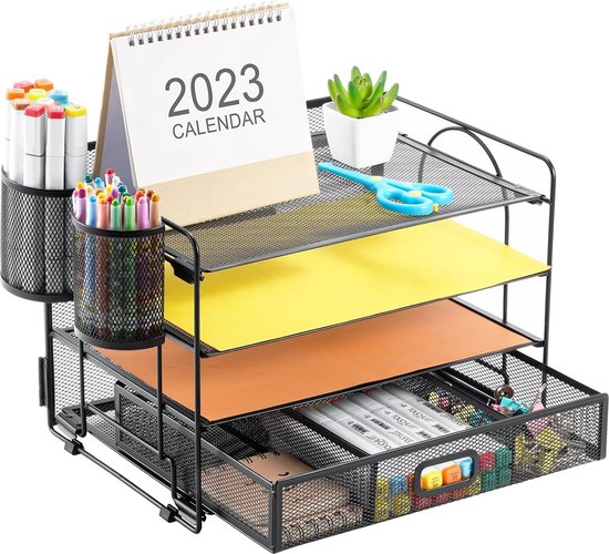 Organisateur de bureau multifonction en métal en maille pour grandes volumes, plateau à dossiers - Chine Plateau métallique, plateau à dossiers