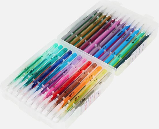 Stylos gel set de 48 pièces - métallisé - paillettes - pastel - fluo - 1mm