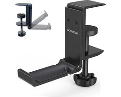 Headset Holder, Foldable Headphones Stand Made of Aluminium Universal Headphone Holder with Cable Organiser Headphone Stand for All Gaming Headset and Bluetooth Headphones (Black)