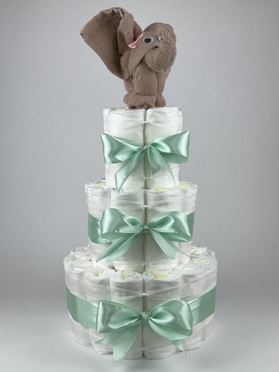 Goedkoopste Chouette-Chouette | Luiertaart Meisje | Kraamcadeau | Geboorte Meisje | Babyshower | Olifant Pinkstone - Groen