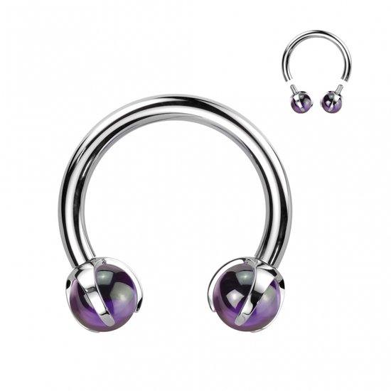 Piercing titanium horseshoe Amethyst