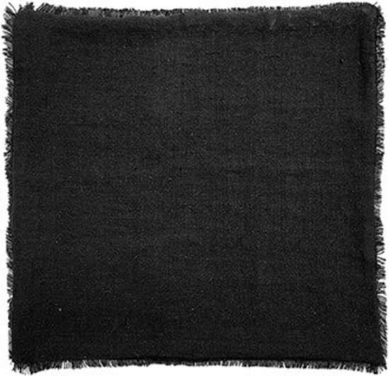 Sierkussen - linnen kussen - franjes - zwart - by Mooss - 55 x 55 cm