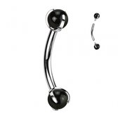 Piercing titanium natuursteen 1.2x8 - Black agaat - LMPiercings