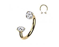 Piercing titanium horseshoe crammetje met steen 1.2x8x3 - goud - LMPiercings